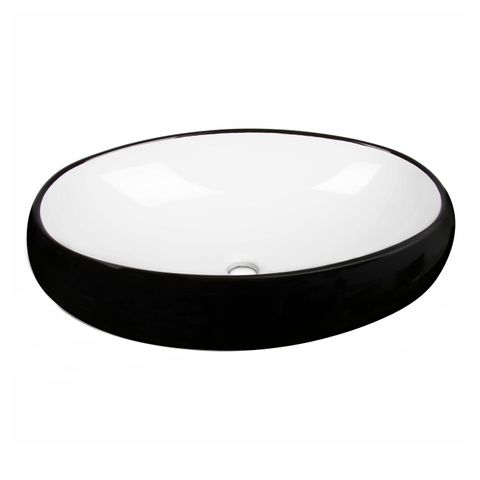BASIN OVAL 600X400X150 WH&BLK