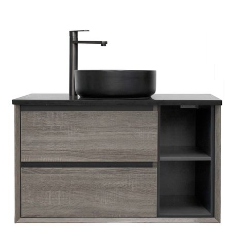 AMAZON GREY WITH RIGHT HAND SHELVES VANITY 900