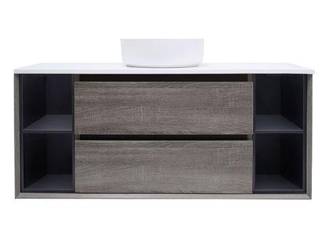 AMAZON GREY WITH SHELVES VANITY 1200