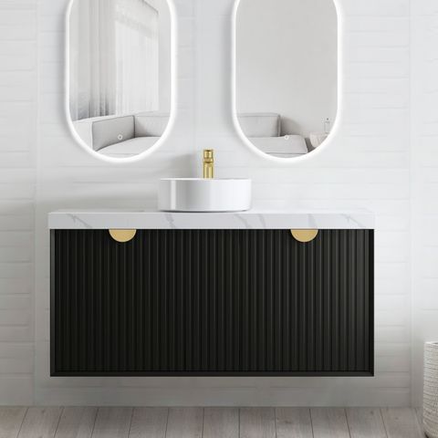 MARLO MATTE BLACK 1200X460X550 WALL HUNG VANITY