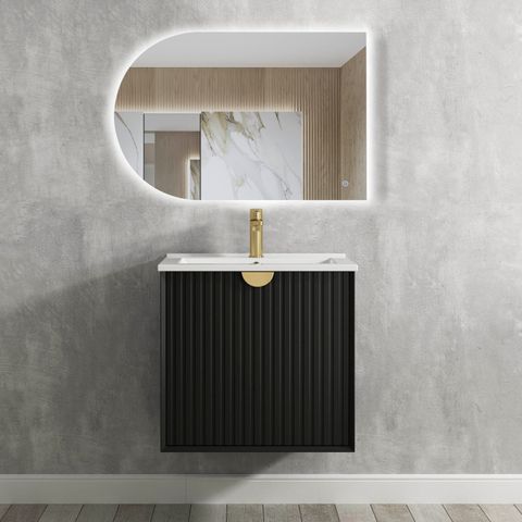 MARLO MATTE BLACK 600X460X550 WALL HUNG VANITY