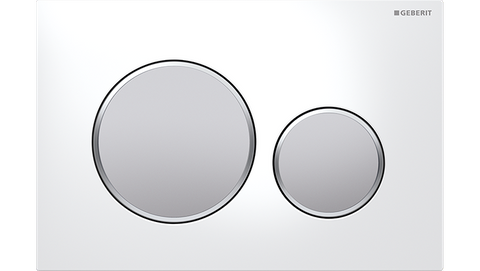 SIGMA 20 DUAL FLUSH PLATE MATT WHITE ROUND BUTTON CHROME TRIM